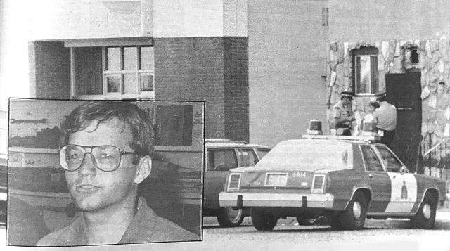 RCMP officers are seen as they attempt to place together the thief's escape route. While there were many rumours, facts were hard to come by. Arnie Romanuik (above inset) saw a suspicious car shortly after the theft. 