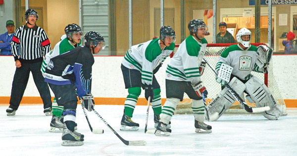 350 fans came to the Forestburg Arena to cheer on the Forestburg Flyers during their season opener in the East Central Senior Hockey League. The Flyers battled the Irma Aces on Friday.