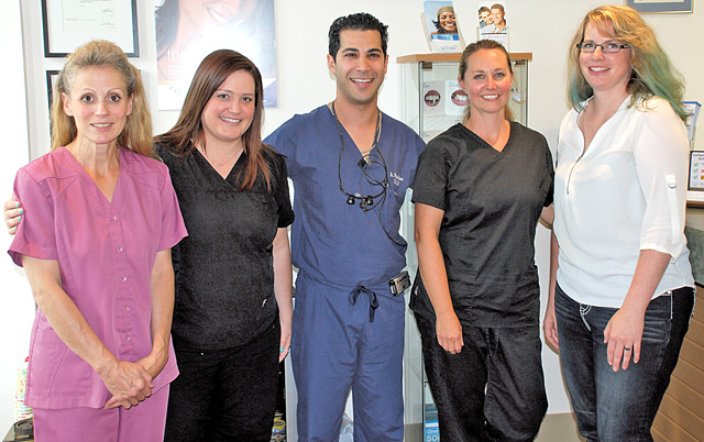 Dr. Ardakani and his staff. From left: Nancy, Nicole, Dr. Ardakani, Jody, and Sandra. Missing from photo are Emily, Eileen, and Kirsten. 