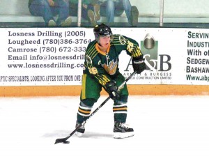 Jared Heisler scored for the Killam Wheat Kings in home opener 2-1 loss to the Vermilion Tigers on Friday, Sept. 27.