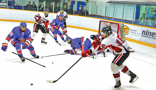 Northstars linemates Greg Doll- #15, Devan Herder- #17, and Dayne Sorensen-#19, nicknamed the McFly line, picked up six goals and nine assists in the provincial  tournament on the weekend. 