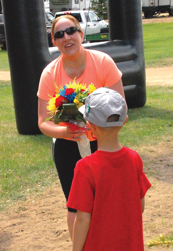 Heather Snethun was in the last heat to start on Saturday, and got a surprise as she crossed the finish line.