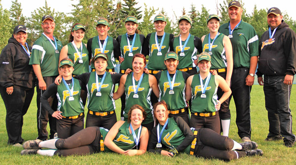 Pictured (L to R): Back row: Manager - Deb Brodie, Assistant Coach - Stefan Cloutier, Shyann Kelndorfer, Brooke Lindmark, Amber Prichard, Kaylee Prichard, Tara Yuha, Megan Culbert, Coach - Lorne Cox, Assistant Coach - Jim Nichols. Middle Row: Sydney Kelndorfer, Ashley Golby, Lauren Brodie, Camryn Stenson, Kelsey Cloutier. Front Row: Cheyenne Nichols, Shaina George.