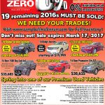 19 Remaining 2016s Must Be Sold…