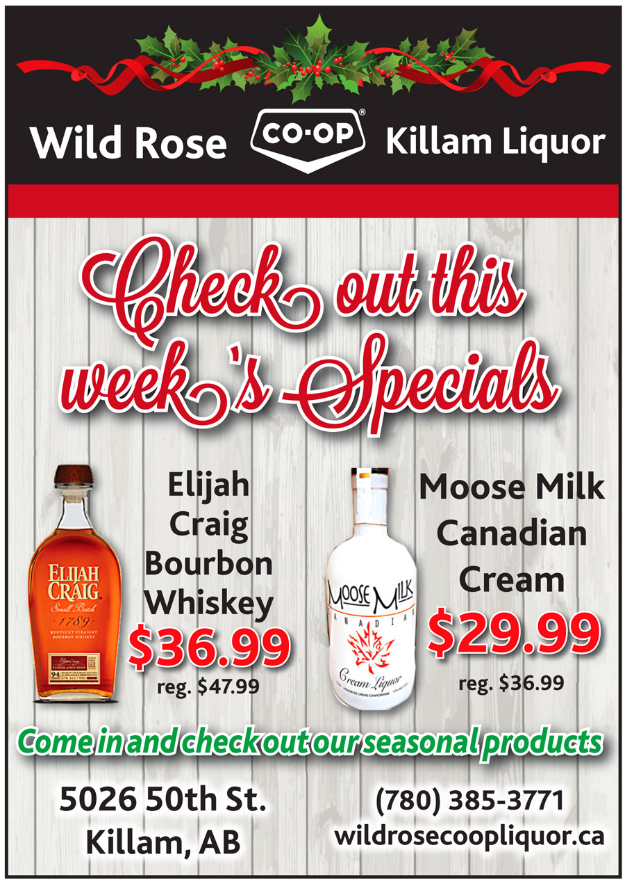 Wild Rose Co-op Spirits Killam Liquor Store Whisky Moose Milk specials