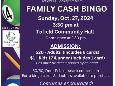 Tofield Family Bingo - this Sunday