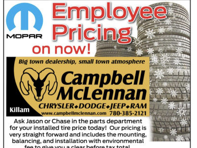 Need Tires? Employee Pricing on now at Campbell-McLennan Chrysler Service & Parts Department