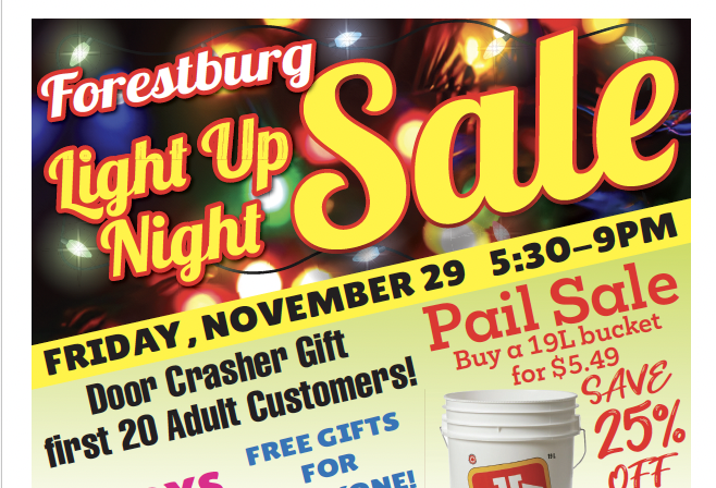 Forestburg Light Up Night Sale at Coutts Home Hardware