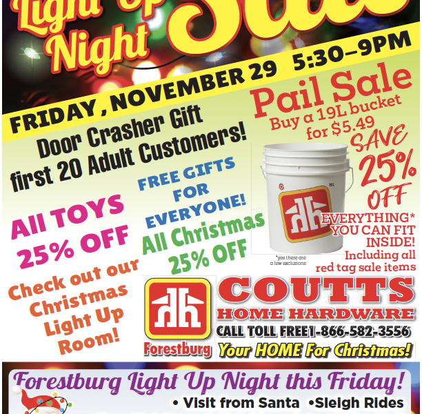 Forestburg Light Up Night Sale at Coutts Home Hardware